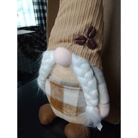 Country Girl Gnome Java Coffee Bean Sitter Plush - Picture 2 of 2